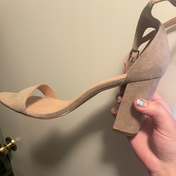 Madden girl nude suede like material heel. Worn ONE time for wedding. - Picture 2 of 2